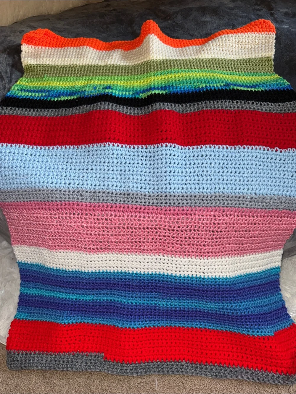 Colorful Striped Crochet Blanket -‎ Multi